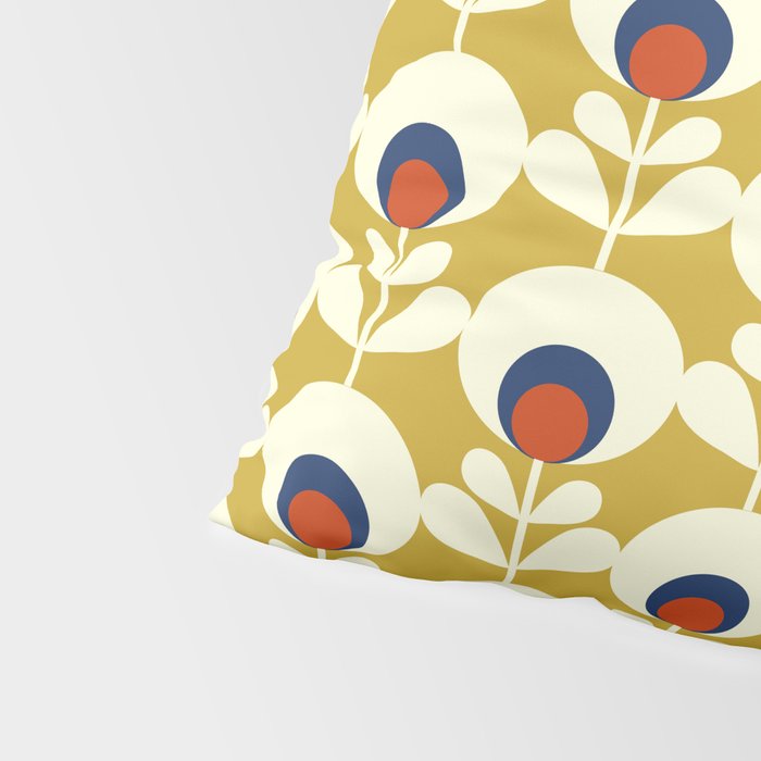 Flowers geometry mustard - retro pattern no3 Pillow Sham Gallery Image 4