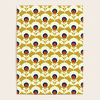Flowers geometry mustard - retro pattern no3 Poster Gallery Image 4