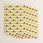 Flowers geometry mustard - retro pattern no3 Wrapping Paper Gallery Image 3