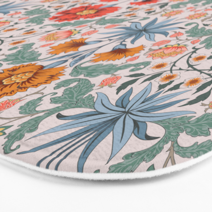  Victorian Botanicals - Carnation in Red and Blue Bath Mat Gallery Image 3