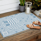 Retro Checkered Squares B Outdoor Rug Gallery Image 2