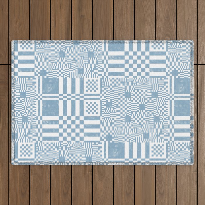 Retro Checkered Squares B Outdoor Rug Gallery Image 1