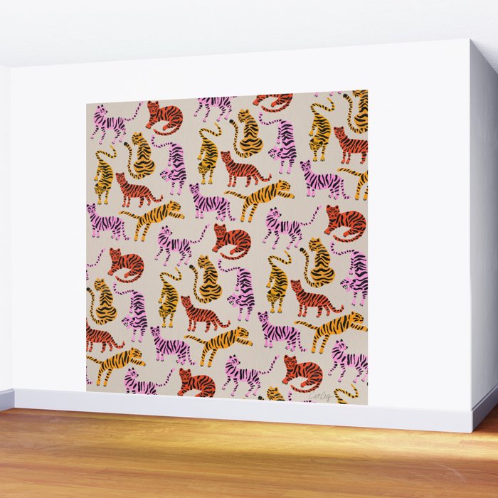 Tiger Collection - Pink & Yellow Palette Wall Mural Gallery Image 2