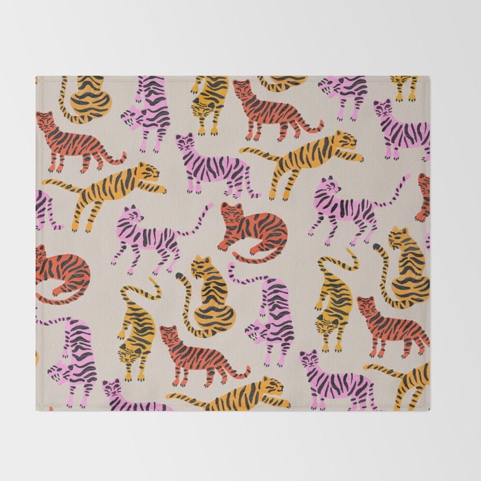 Tiger Collection - Pink & Yellow Palette Throw Blanket Gallery Image 2