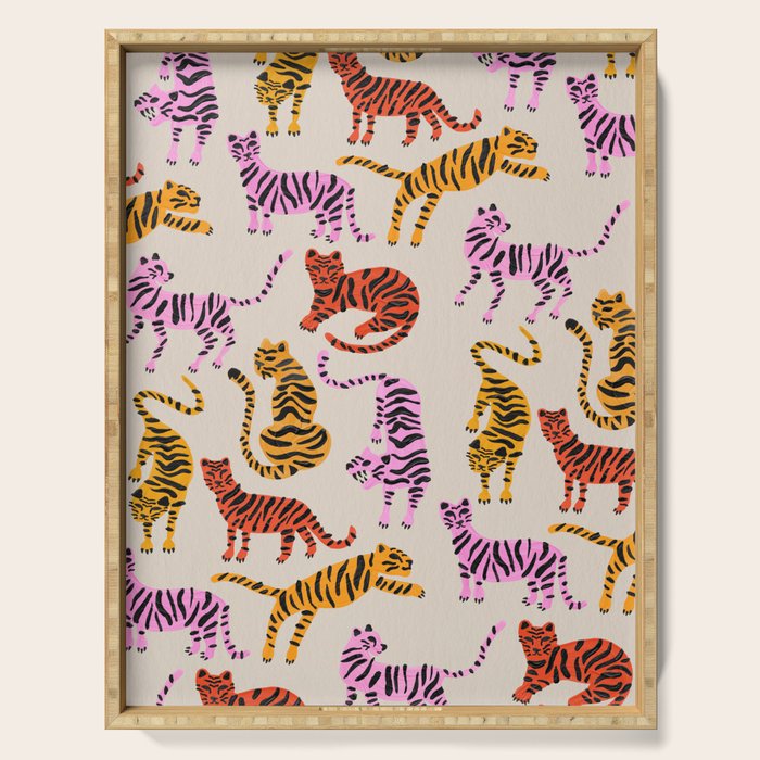 Tiger Collection - Pink & Yellow Palette Serving Tray Gallery Image 1