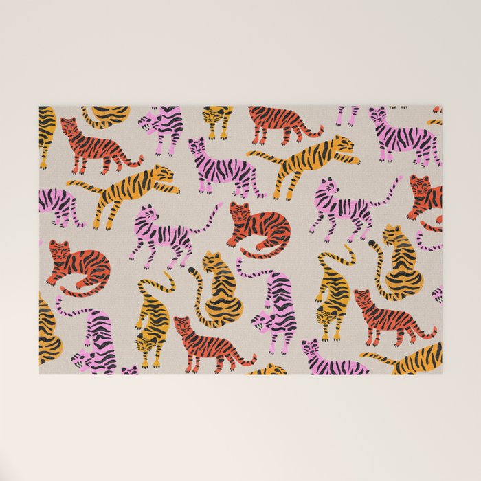 Tiger Collection - Pink & Yellow Palette Welcome Mat Gallery Image 1