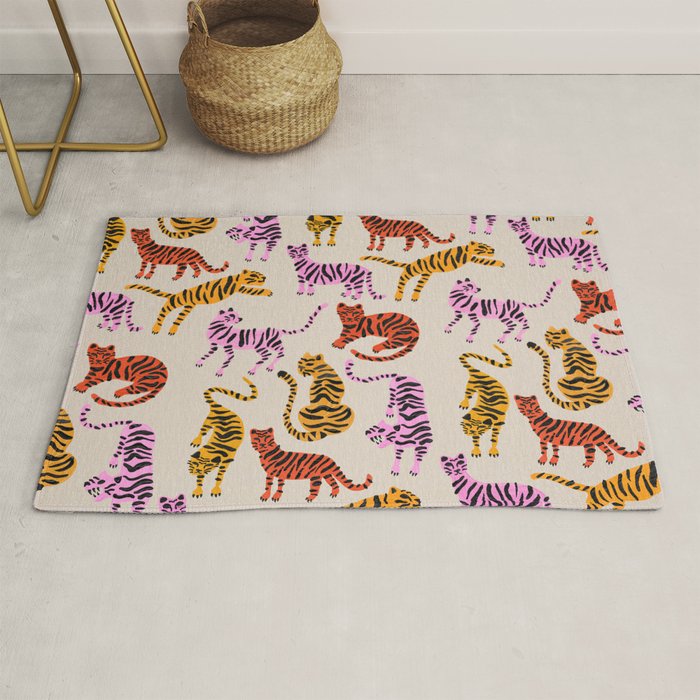 Tiger Collection - Pink & Yellow Palette Rug Gallery Image 1