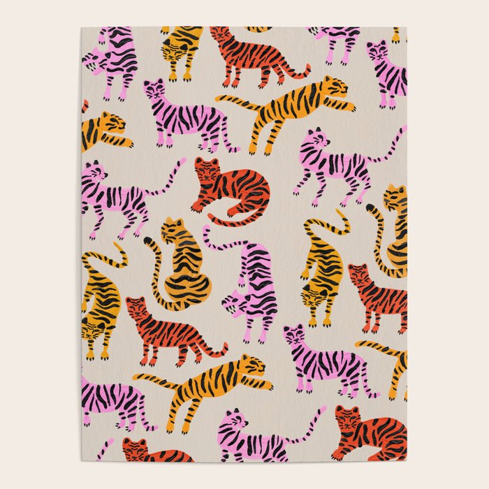 Tiger Collection - Pink & Yellow Palette Poster Gallery Image 4