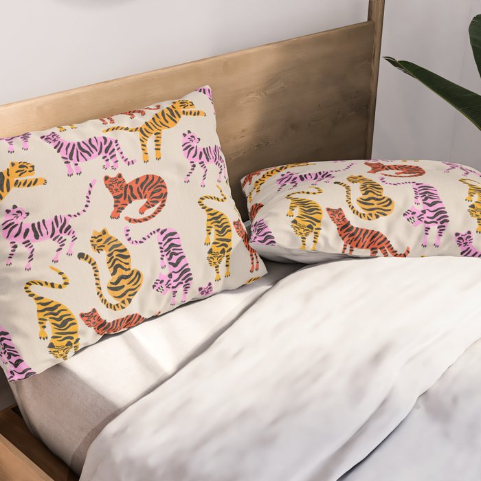 Tiger Collection - Pink & Yellow Palette Pillow Sham Gallery Image 2