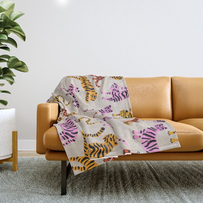 Tiger Collection - Pink & Yellow Palette Throw Blanket Gallery Image 1