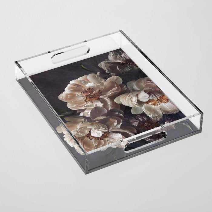 Midnight Peonies  Acrylic Tray Gallery Image 1