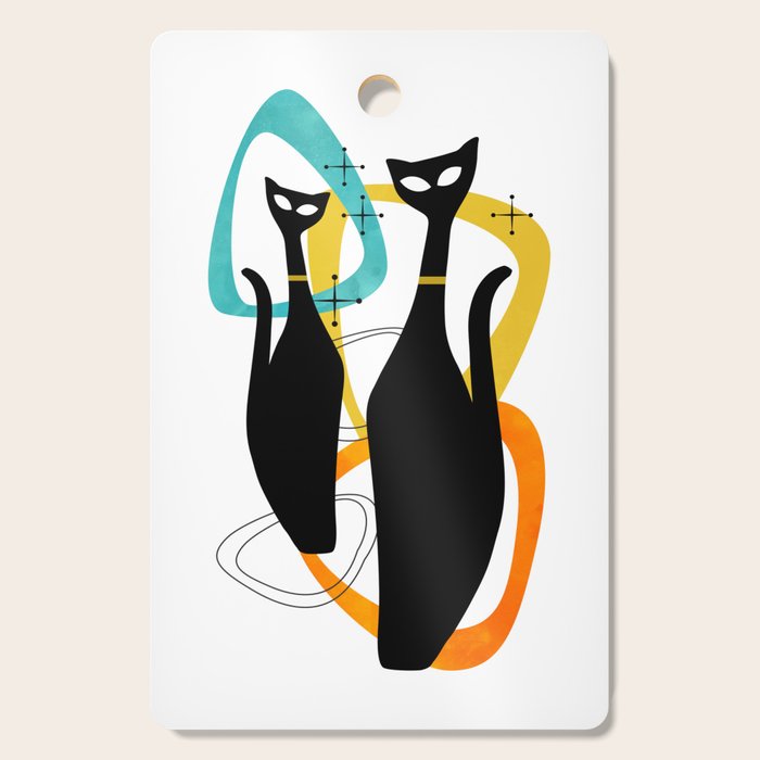 Mid Century Atomic Cats Cutting Board Gallery Image 1