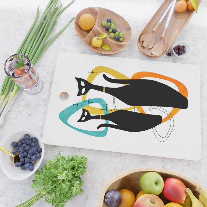 Mid Century Atomic Cats Cutting Board Gallery Image 2