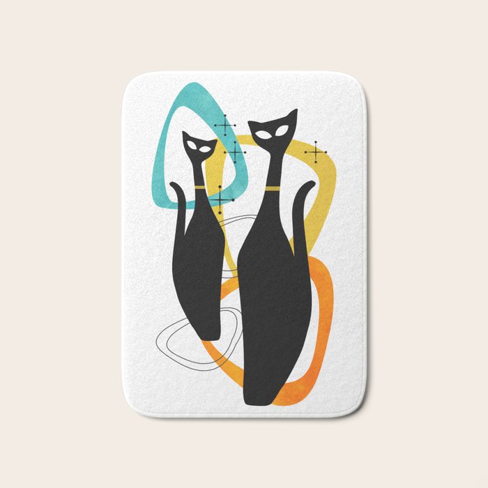 Mid Century Atomic Cats Bath Mat Gallery Image 1