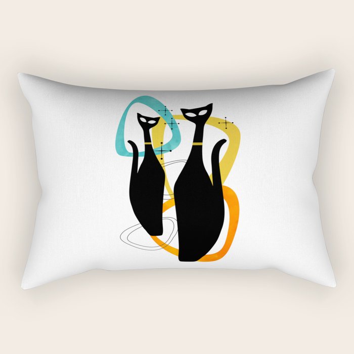 Mid Century Atomic Cats Rectangular Pillow Gallery Image 2