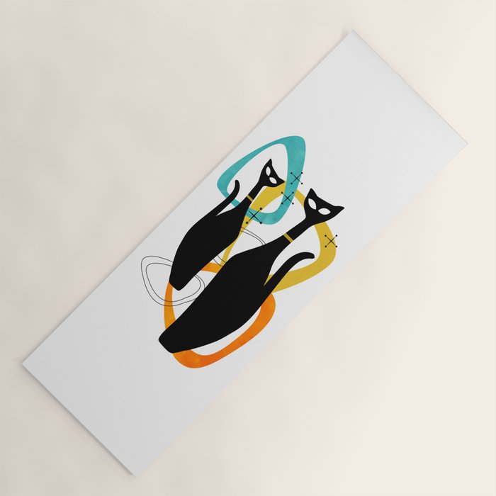 Mid Century Atomic Cats Yoga Mat Gallery Image 1