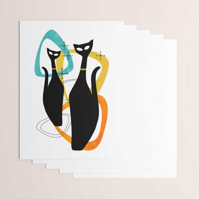 Mid Century Atomic Cats Wrapping Paper Gallery Image 3