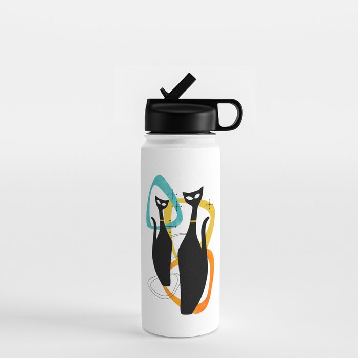 Mid Century Atomic Cats Water Bottle Gallery Image 1