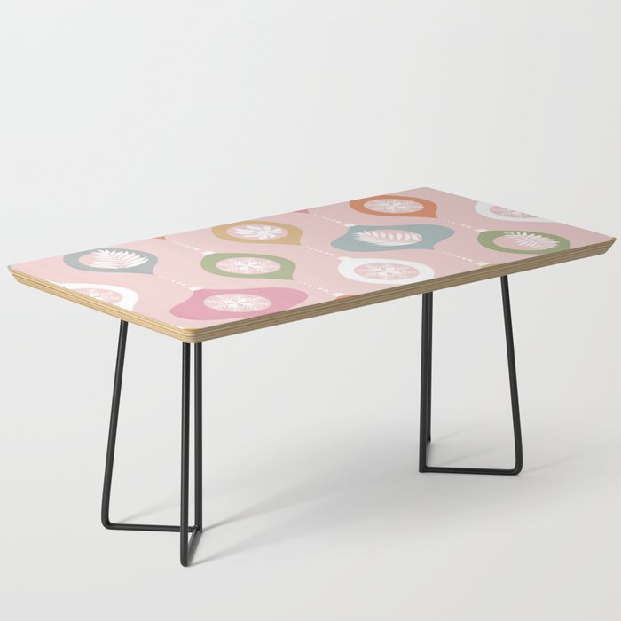 Retro Christmas Baubles Pattern on Pastel Pink Coffee Table Gallery Image 1