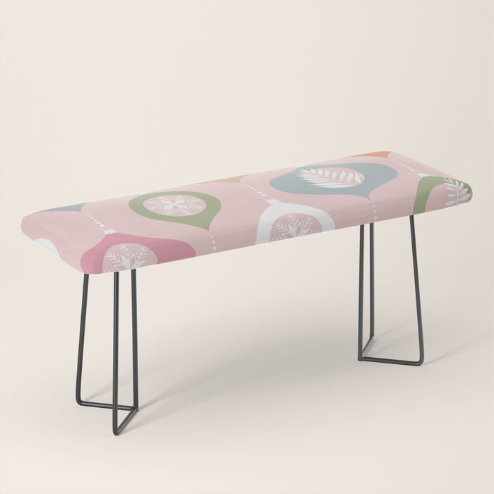 Retro Christmas Baubles Pattern on Pastel Pink Bench Gallery Image 1