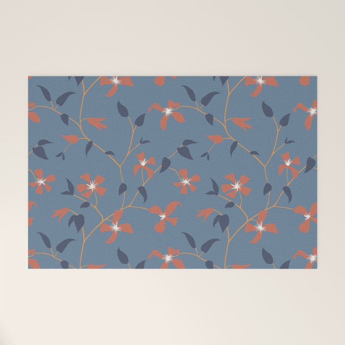 Floral Clematis Vine - Indigo Sunset Welcome Mat Gallery Image 1