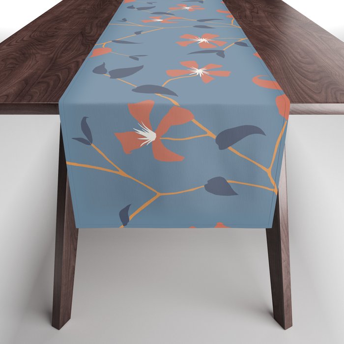 Floral Clematis Vine - Indigo Sunset Table Runner Gallery Image 1