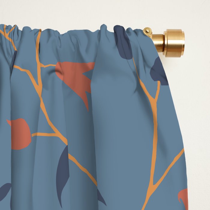 Floral Clematis Vine - Indigo Sunset Window Curtain Gallery Image 2