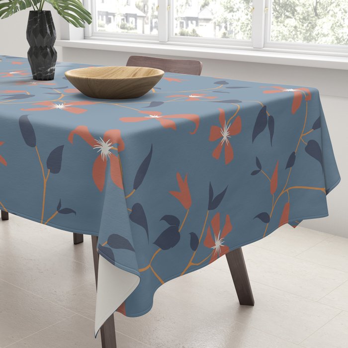 Floral Clematis Vine - Indigo Sunset Tablecloth Gallery Image 3