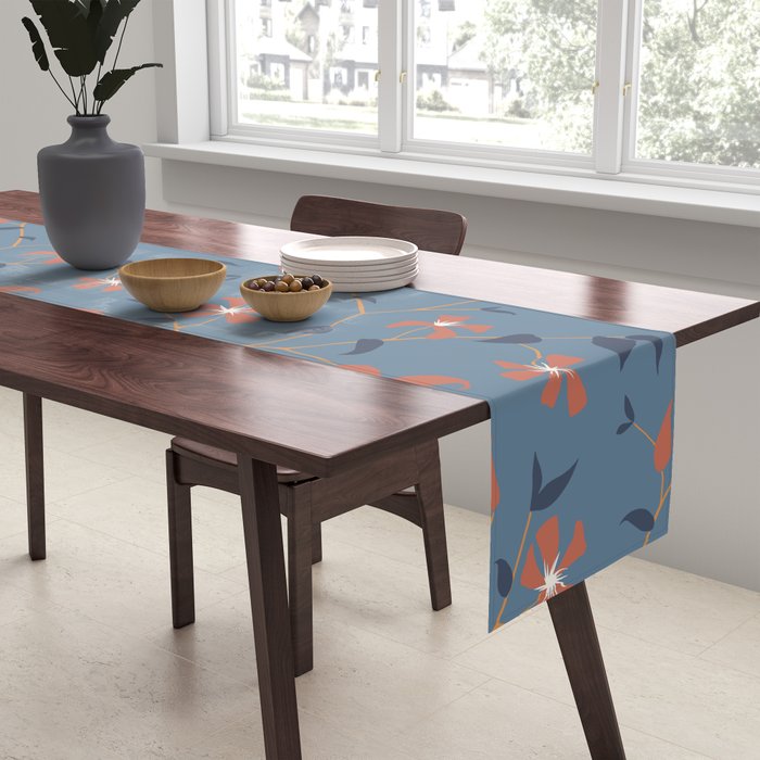 Floral Clematis Vine - Indigo Sunset Table Runner Gallery Image 2