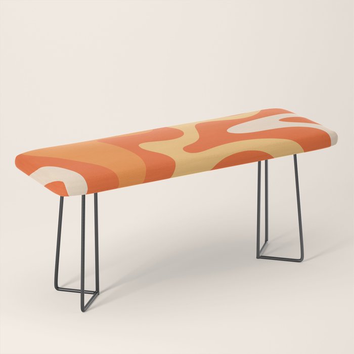 Retro Liquid Swirl Abstract Pattern Square in Orange and Tangerine Tones Bench Gallery Image 1