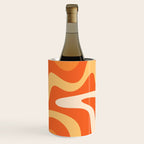 Retro Liquid Swirl Abstract Pattern Square in Orange and Tangerine Tones Wine Chiller Gallery Image 3