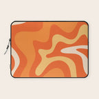 Retro Liquid Swirl Abstract Pattern Square in Orange and Tangerine Tones Laptop Sleeve Gallery Image 1