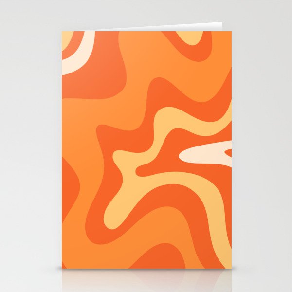 Retro Liquid Swirl Abstract Pattern Square in Orange and Tangerine Tones Stationery Card Gallery Image 1