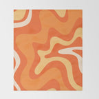 Retro Liquid Swirl Abstract Pattern Square in Orange and Tangerine Tones Throw Blanket Gallery Image 2