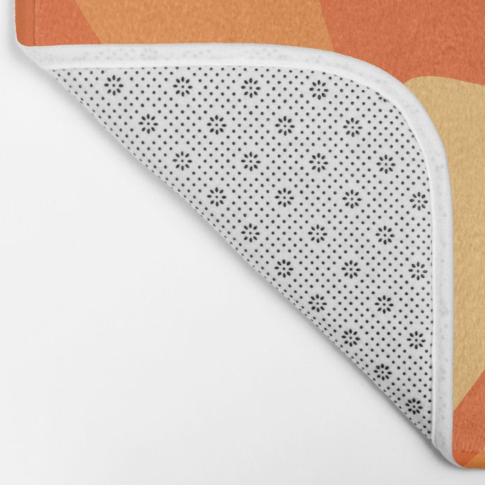 Retro Liquid Swirl Abstract Pattern Square in Orange and Tangerine Tones Bath Mat Gallery Image 2
