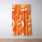 Retro Liquid Swirl Abstract Pattern Square in Orange and Tangerine Tones Window Curtain Gallery Image 3