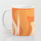 Retro Liquid Swirl Abstract Pattern Square in Orange and Tangerine Tones Coffee Mug Gallery Image 3