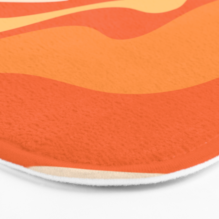 Retro Liquid Swirl Abstract Pattern Square in Orange and Tangerine Tones Bath Mat Gallery Image 3