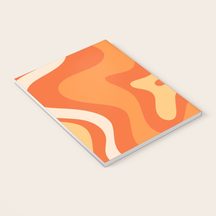 Retro Liquid Swirl Abstract Pattern Square in Orange and Tangerine Tones Notebook Gallery Image 3