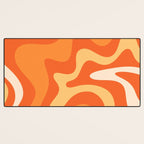 Retro Liquid Swirl Abstract Pattern Square in Orange and Tangerine Tones Desk Mat Gallery Image 3