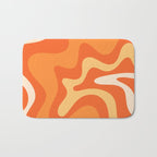 Retro Liquid Swirl Abstract Pattern Square in Orange and Tangerine Tones Bath Mat Gallery Image 1