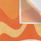 Retro Liquid Swirl Abstract Pattern Square in Orange and Tangerine Tones Wall Tapestry Gallery Image 3