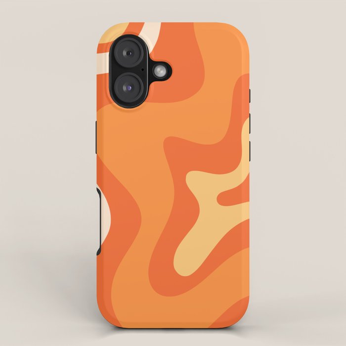 Retro Liquid Swirl Abstract Pattern Square in Orange and Tangerine Tones iPhone Case Gallery Image 1