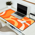 Retro Liquid Swirl Abstract Pattern Square in Orange and Tangerine Tones Desk Mat Gallery Image 2
