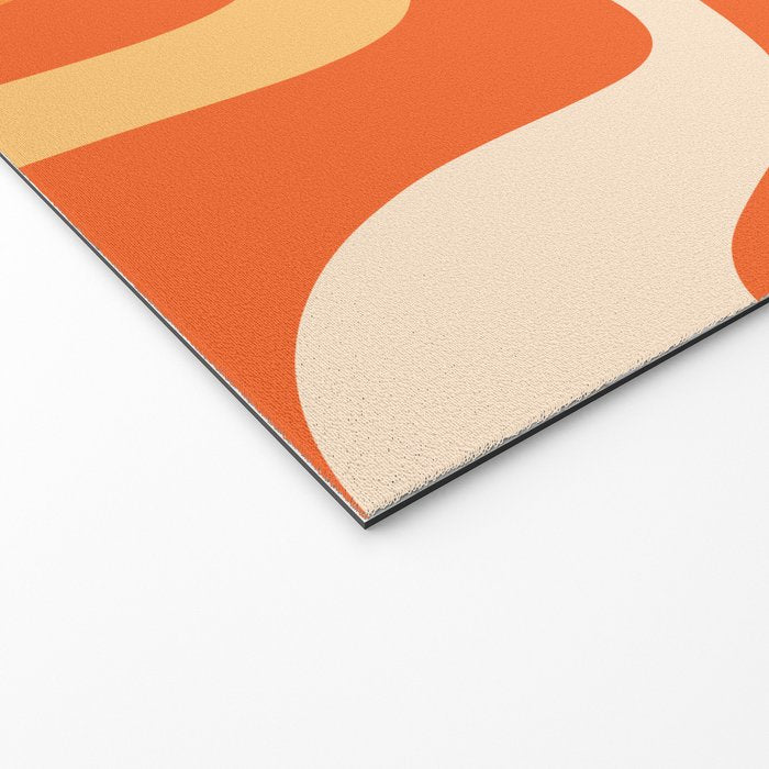 Retro Liquid Swirl Abstract Pattern Square in Orange and Tangerine Tones Welcome Mat Gallery Image 2