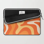 Retro Liquid Swirl Abstract Pattern Square in Orange and Tangerine Tones Laptop Sleeve Gallery Image 2