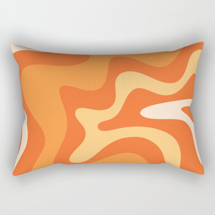 Retro Liquid Swirl Abstract Pattern Square in Orange and Tangerine Tones Rectangular Pillow Gallery Image 2