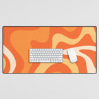 Retro Liquid Swirl Abstract Pattern Square in Orange and Tangerine Tones Desk Mat Gallery Image 1
