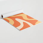 Retro Liquid Swirl Abstract Pattern Square in Orange and Tangerine Tones Yoga Mat Gallery Image 2