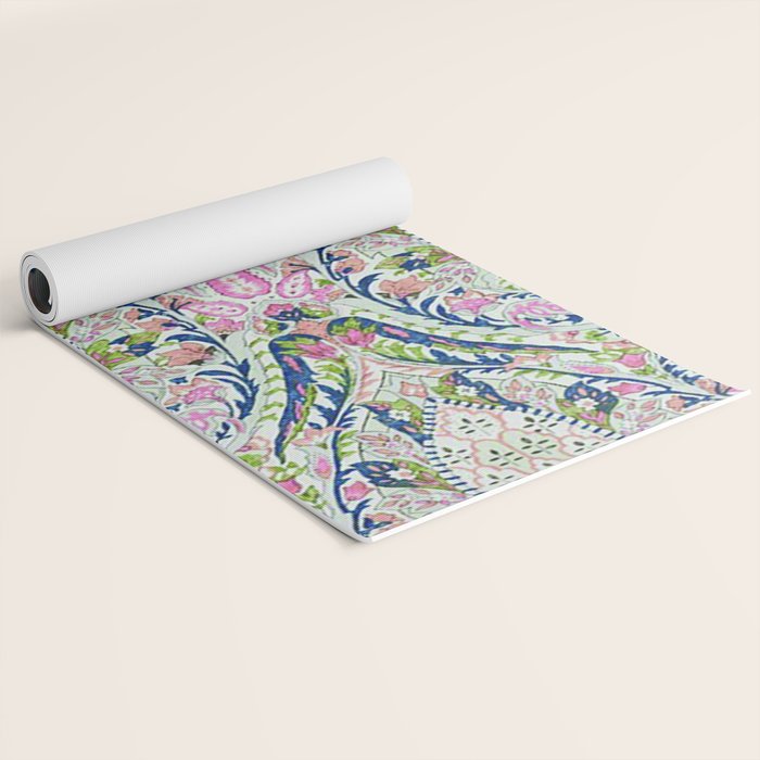 Pink Blue Green Leaf Flower Paisley Yoga Mat Gallery Image 2